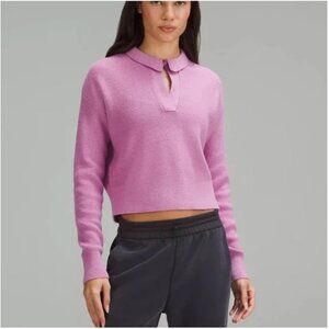 Lululemon Collared Merino Wool Blend Sweater in Dahlia Mauve XL